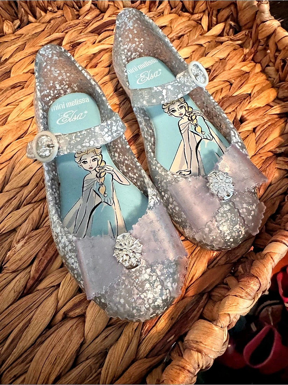 mini melissa Frozen Elsa Glitter Mary Jane Flats in Gray
